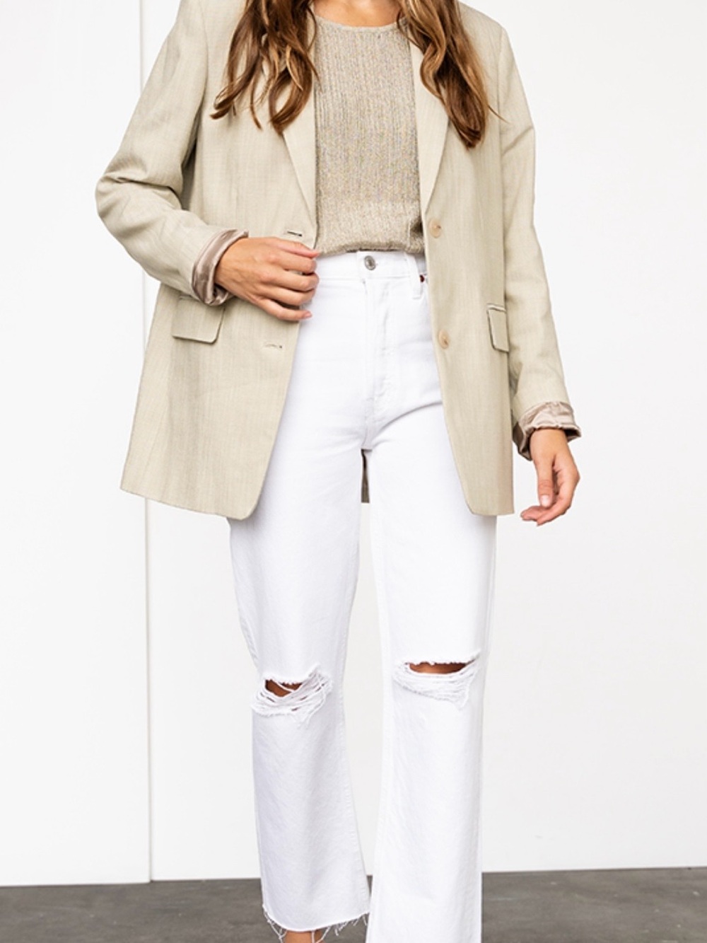 Re/Done 70’s Stove pipe High-Rise white destroy Ankle Jeans